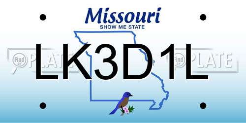LK3D1L Missouri License Plate