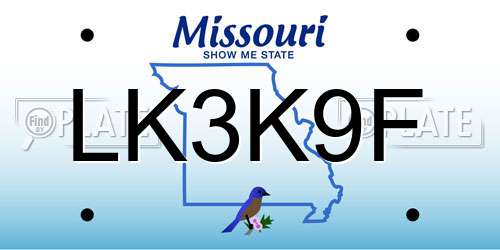 LK3K9F Missouri License Plate