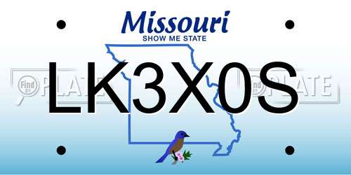 LK3X0S Missouri License Plate