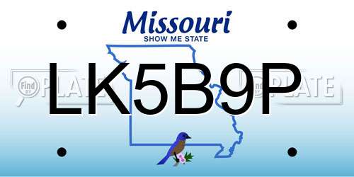 LK5B9P Missouri License Plate