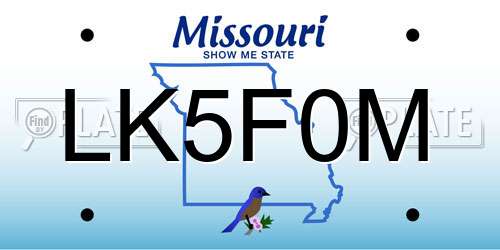 LK5F0M Missouri License Plate