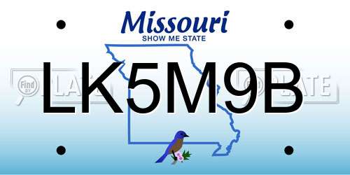 LK5M9B Missouri License Plate