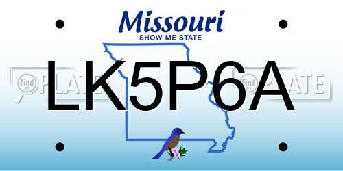 LK5P6A Missouri License Plate