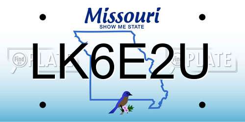 LK6E2U Missouri License Plate