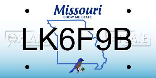 LK6F9B Missouri License Plate