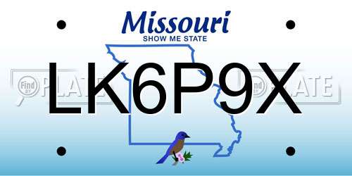 LK6P9X Missouri License Plate