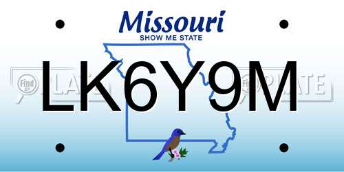 LK6Y9M Missouri License Plate