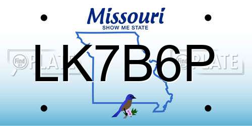 LK7B6P Missouri License Plate