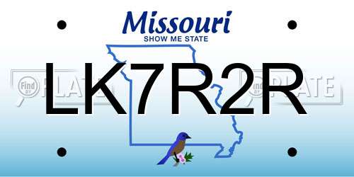 LK7R2R Missouri License Plate