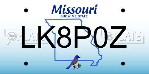 LK8P0Z Missouri License Plate