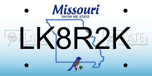 LK8R2K Missouri License Plate