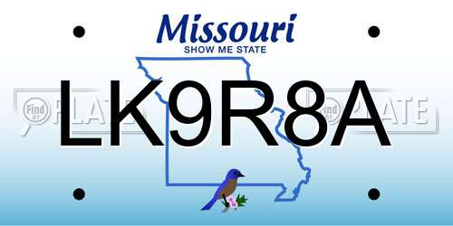 LK9R8A Missouri License Plate