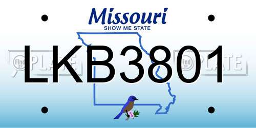 LKB3801 Missouri License Plate