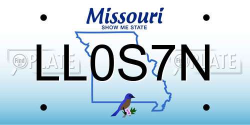 LL0S7N Missouri License Plate