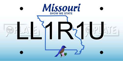 LL1R1U Missouri License Plate
