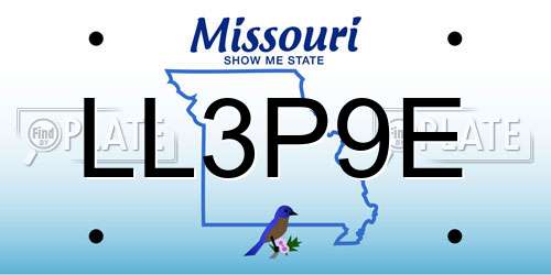 LL3P9E Missouri License Plate