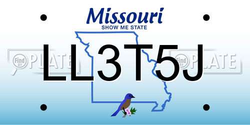 LL3T5J Missouri License Plate