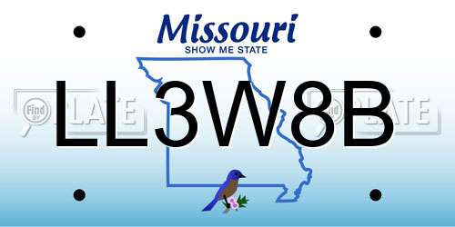 LL3W8B Missouri License Plate