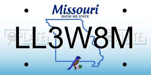 LL3W8M Missouri License Plate