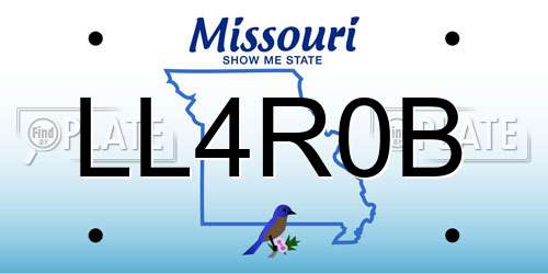 LL4R0B Missouri License Plate