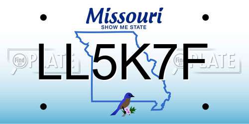 LL5K7F Missouri License Plate