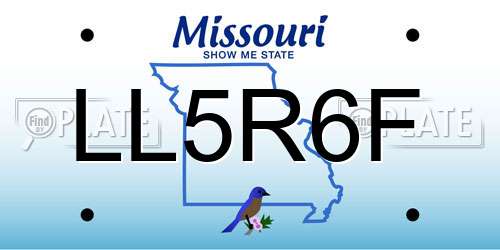 LL5R6F Missouri License Plate