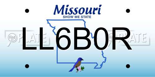 LL6B0R Missouri License Plate