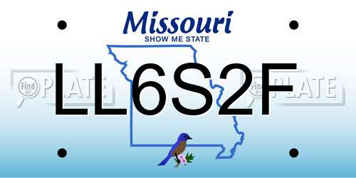 LL6S2F Missouri License Plate