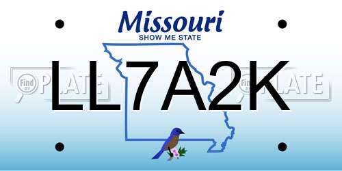LL7A2K Missouri License Plate