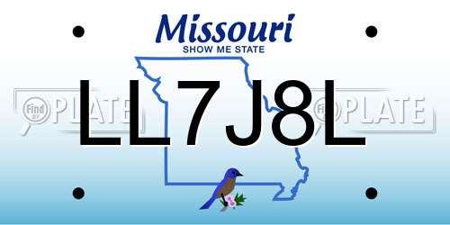 LL7J8L Missouri License Plate