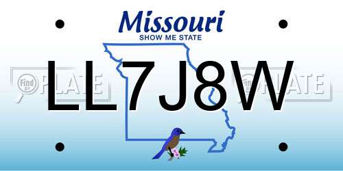 LL7J8W Missouri License Plate
