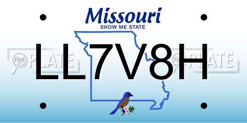 LL7V8H Missouri License Plate