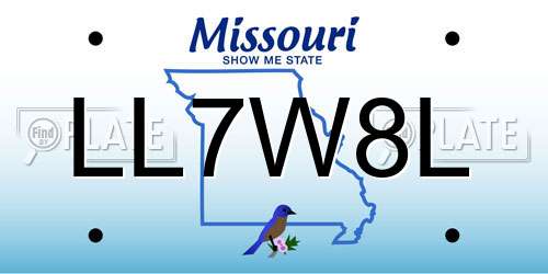 LL7W8L Missouri License Plate
