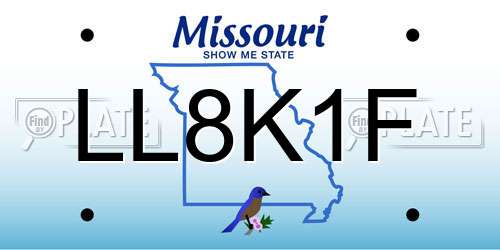LL8K1F Missouri License Plate