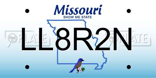 LL8R2N Missouri License Plate