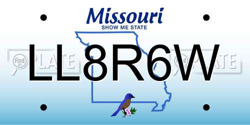 LL8R6W Missouri License Plate