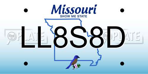 LL8S8D Missouri License Plate