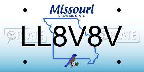 LL8V8V Missouri License Plate