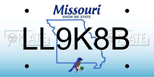 LL9K8B Missouri License Plate