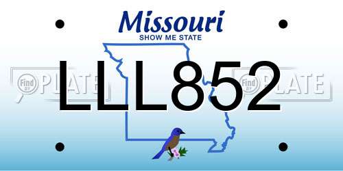 LLL852 Missouri License Plate