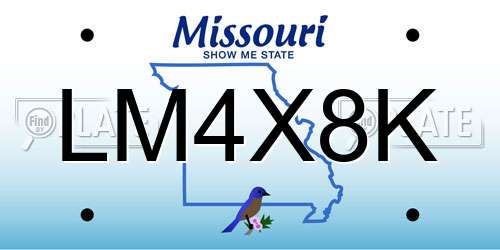 LM4X8K Missouri License Plate