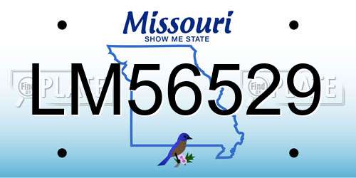 LM56529 Missouri License Plate