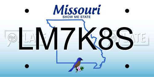LM7K8S Missouri License Plate