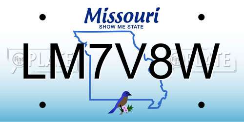 LM7V8W Missouri License Plate