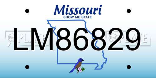LM86829 Missouri License Plate
