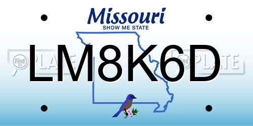 LM8K6D Missouri License Plate