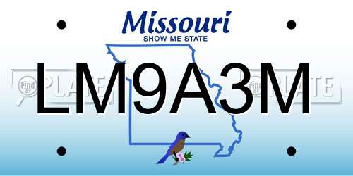 LM9A3M Missouri License Plate