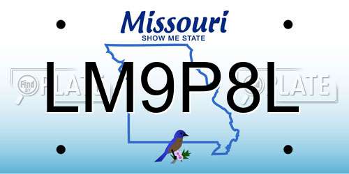 LM9P8L Missouri License Plate