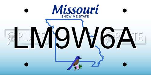 LM9W6A Missouri License Plate