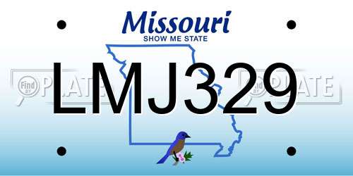 LMJ329 Missouri License Plate